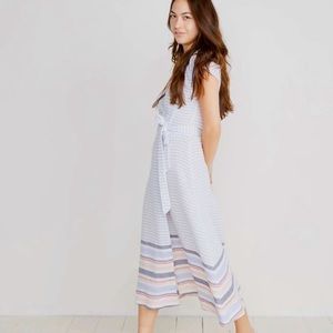 Beautiful Marine Layer Maddie Wrap Dress in Bel Air Blue Multi Stripe